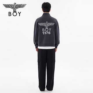 BOY LONDON24秋新品情侣款立领外套立体字母logo印花潮酷百搭拉链外套N12009 灰色