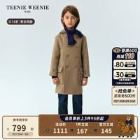 Teenie Weenie Kids小熊童装24冬季新男女童宝双排扣连帽毛呢外套