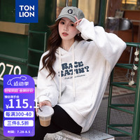 唐狮 TONLION2024早秋连帽卫衣女美式胶印套头衫TB 雾灰 S