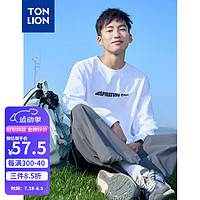 唐狮 TONLION2024早秋长袖T恤男虚幻字母印花圆领长袖T恤TB 漂白 2XL