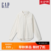 Gap女装2024初秋拼接口袋灯芯绒长袖衬衫简约百搭上衣638041 米色 155/76A(XS) 亚洲尺码