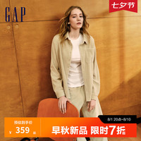 Gap女装2024初秋拼接口袋灯芯绒长袖衬衫简约百搭上衣638041 水绿色 160/80A(S) 亚洲尺码