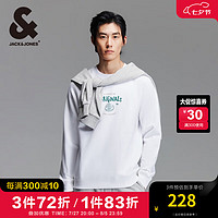 杰克·琼斯（JACK&JONES）男装秋冬舒适潮流时尚百搭胸前做旧印花字母装饰加绒卫衣男保暖 A06 本白色 185/104A/XL