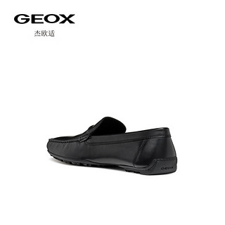 GEOX杰欧适男鞋2024秋季纯色方头通勤莫卡辛鞋U46E5A 黑色C9999 39