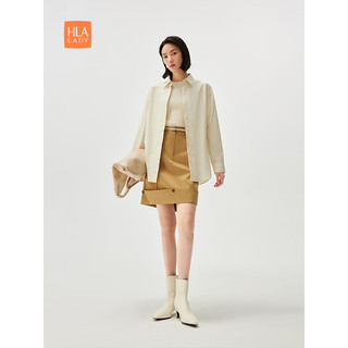 HLA海澜之家长袖衬衫春秋24新款宽松纯色挺括衬衣女装HNEAW3W310A 奶油黄V4 1
