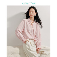 茵曼（INMAN）玫瑰花朵飘带V领衬衫2024秋季女装新款荷叶长袖宽松显瘦衬衣
