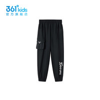 361°361度童装女童梭织长裤2024年秋季中大童裤子 经典黑 140