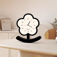 花朵不倒翁摆钟卡通创意静音时钟摆放式客厅桌面摆件座钟小摆台