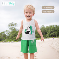 ELLE BABY儿童背心动物图案透气中大童夏装儿童薄款背心上衣无袖T恤内塔衣 国宝宝单件背心 73码