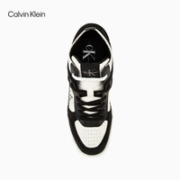 Calvin Klein Jeans24秋季新款男ck复古撞色皮革拼接中帮篮球鞋运动鞋YM01109 0GM-太空黑/月光白 4