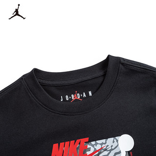 NIKE JORDAN 耐克童装男童短袖T恤夏季儿童经典飞人标短T上衣 正黑色 130/64(7)