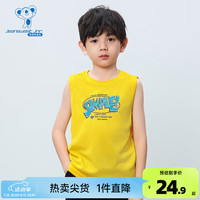 真维斯童装背心2024夏季新款 拉架平纹印花背无袖T恤上衣JJ