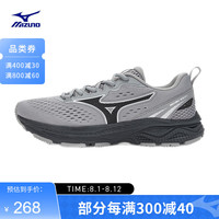 美津浓(MIZUNO)男女休闲跑步运动鞋 轻量缓震 夜跑反光标识 RACER 38码 07/冷灰/冷檀黑