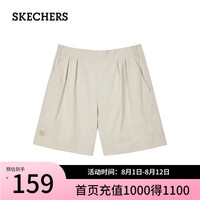 斯凯奇（Skechers）夏季女山系梭织短裤户外运动裤L224W032 银灰色/001K S