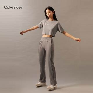 Calvin Klein运动【吸湿速干】24秋季女ck字母印花跑步宽松短T恤GWF4K121 NZ8-灰褐 XS