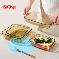 NUBY（努比）晶琥系列高硼硅餐具玻璃碗套装透明耐热套组宝宝辅食碗两件套 两件套
