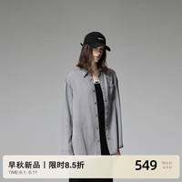 ochirly欧时力 天丝牛仔衬衫女宽松中长洗水松弛感2024秋季 浅灰 M