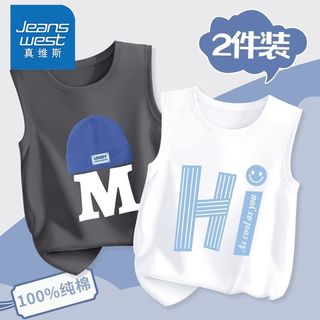 真维斯男童背心无袖儿童t恤男纯棉坎肩上衣大童男孩卡通透气夏装 2件【bvd30无袖GL】 130
