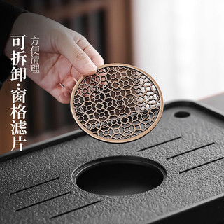 领艺茶盘家用托盘小型轻奢现代干泡小茶台蓄排水仿乌金石不含茶具 窗明