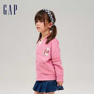 Gap女幼童秋LOGO法式圈织软卫衣788518儿童装校园风开衫