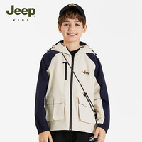 Jeep儿童休闲运动单层上衣中大童户外防风防水大衣外套 藏青色 150 