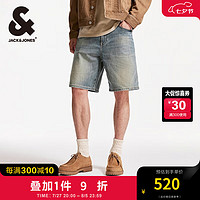 杰克·琼斯（JACK&JONES）夏季潮酷百搭休闲男宽松水洗猫须多口袋牛仔短裤男224343004 E39 中蓝牛仔 E39 中蓝牛仔 185/88A/XLR