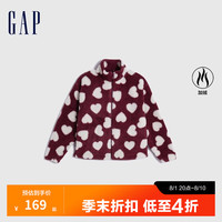 Gap女童冬季款抱抱绒半高领抓绒卫衣加厚786390 爱心印花 150cm(XL)