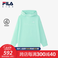 FILA 斐乐童装儿童上衣2024秋季新款女大童运动跑步连帽卫衣 浅水晶绿-LG 1