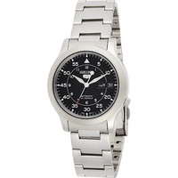 SEIKO 精工 男表腕表 自动机械手表 5系列夜光三针 小黑盘 日星双显 钢带 SNK809K1 36mm