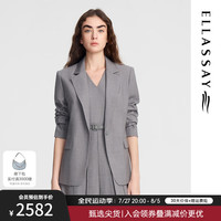 歌力思(ELLASSAY)2024秋季格雷系灰羊毛经典廓形简约一粒扣西装女EWE353T03900 深雾灰 L