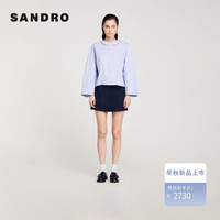 SANDRO2024早秋女装法式设计感钻饰喇叭袖衬衫上衣SFPCM01151 40/天蓝色 1