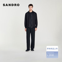 SANDRO2024早秋新款男装时尚简约黑色拉链翻领夹克外套SHPCM01192 黑色