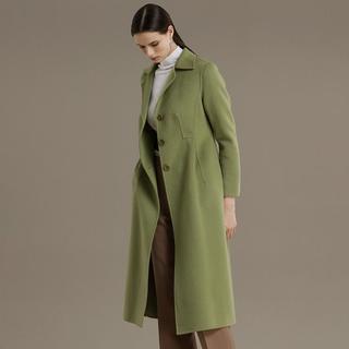 宝姿秋冬女装简约翻领中长款毛呢大衣