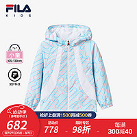 FILA【斐护科技】斐乐童装儿童上衣2024秋女小童连帽梭织外套 满印一-ZA 130