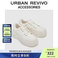 URBAN REVIVO2024秋季女士百搭拼接须边板鞋UAWS40164 米白 35