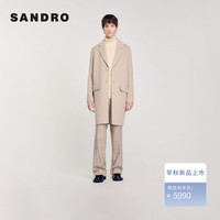 SANDRO2024早秋男装法式经典简约长款毛呢大衣外套SHPMA00258 A315/淡灰褐色 XS