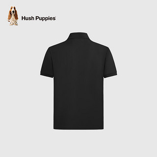 Hush Puppies【含桑蚕丝】暇步士夏季男装清凉舒适时尚休闲短袖POLO衫 漆黑色 L