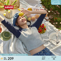 Levi's李维斯24秋季新款女士修身短款显瘦时尚拼色长袖T恤