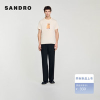 SANDRO【七夕联名系列】2024早秋新款男女同款猫咪短袖T恤SHPTS01487 115/象牙色