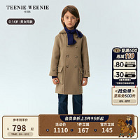 Teenie Weenie Kids小熊童装24冬季新男女童宝双排扣连帽毛呢外套 藏青色 150cm