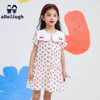 阿路和如allo&lugh童装女童连衣裙翻领时尚可爱公主裙子仙女 白色 110cm