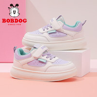 BoBDoG巴布豆童鞋女童2024新款时尚百搭跑鞋秋款中大童软底休闲鞋儿童板鞋 米/