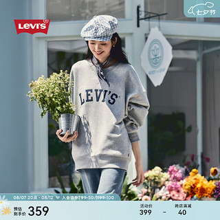 Levi's李维斯24秋季男女同款宽松休闲简约LOGO印花薄绒卫衣 灰色 002HL-0002 XXL