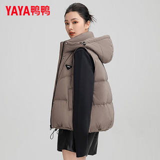 鸭鸭羽绒服鸭鸭（YAYA）秋冬季羽绒马甲女外穿短款2024年连帽坎肩马甲外套XJ 咖色 L