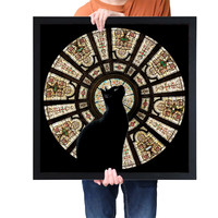 botop拼图Cathedral Cat教堂猫1000片黑卡闪光膜成人减压玩具 简约黑框+教堂猫