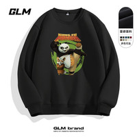 GLM卫衣男功夫熊猫联名秋季300G重磅款青少年休闲潮流大码上衣外套 黑#JGL阿宝与师傅 M