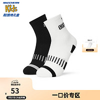 Skechers斯凯奇男女童运动袜子时尚撞色秋冬儿童抗菌中筒袜2对装P324B049 亮白色/碳黑/0304 2双