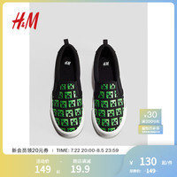 H&M童鞋男童2024秋舒适潮流印花帆布一脚蹬运动鞋1242371 黑色/Minecraft 200 32