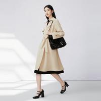 LIME FLARE莱茵风衣棕色2024秋季简约长款外套可拆卸腰带 甜玉米 M