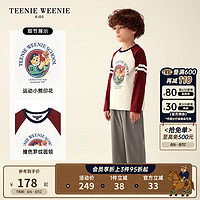 Teenie Weenie Kids小熊童装24秋款男童学院风小熊插肩袖长袖T恤 酒红色 140cm